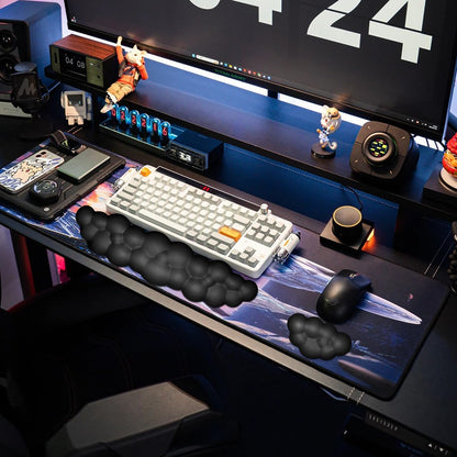Upgrade Leather Cloud Wrist Rest for Keyboard and Mouse & Cup Pad