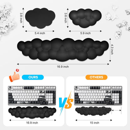 Upgrade Leather Cloud Wrist Rest for Keyboard and Mouse & Cup Pad