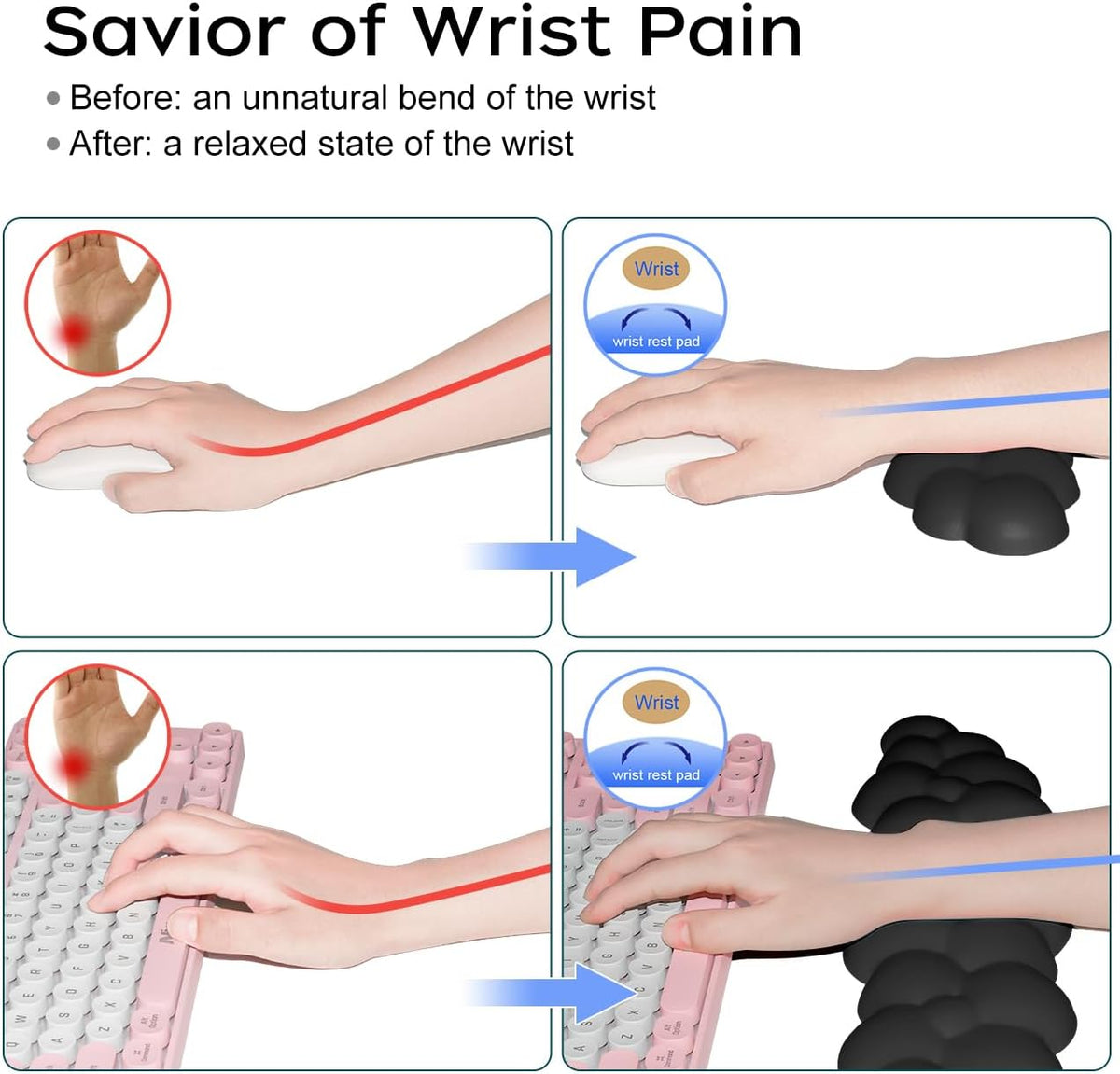 Upgrade Leather Cloud Wrist Rest for Keyboard and Mouse & Cup Pad