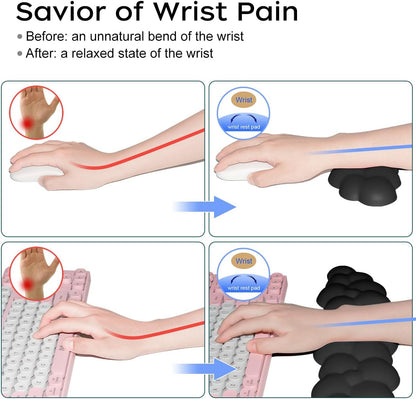 Upgrade Leather Cloud Wrist Rest for Keyboard and Mouse & Cup Pad