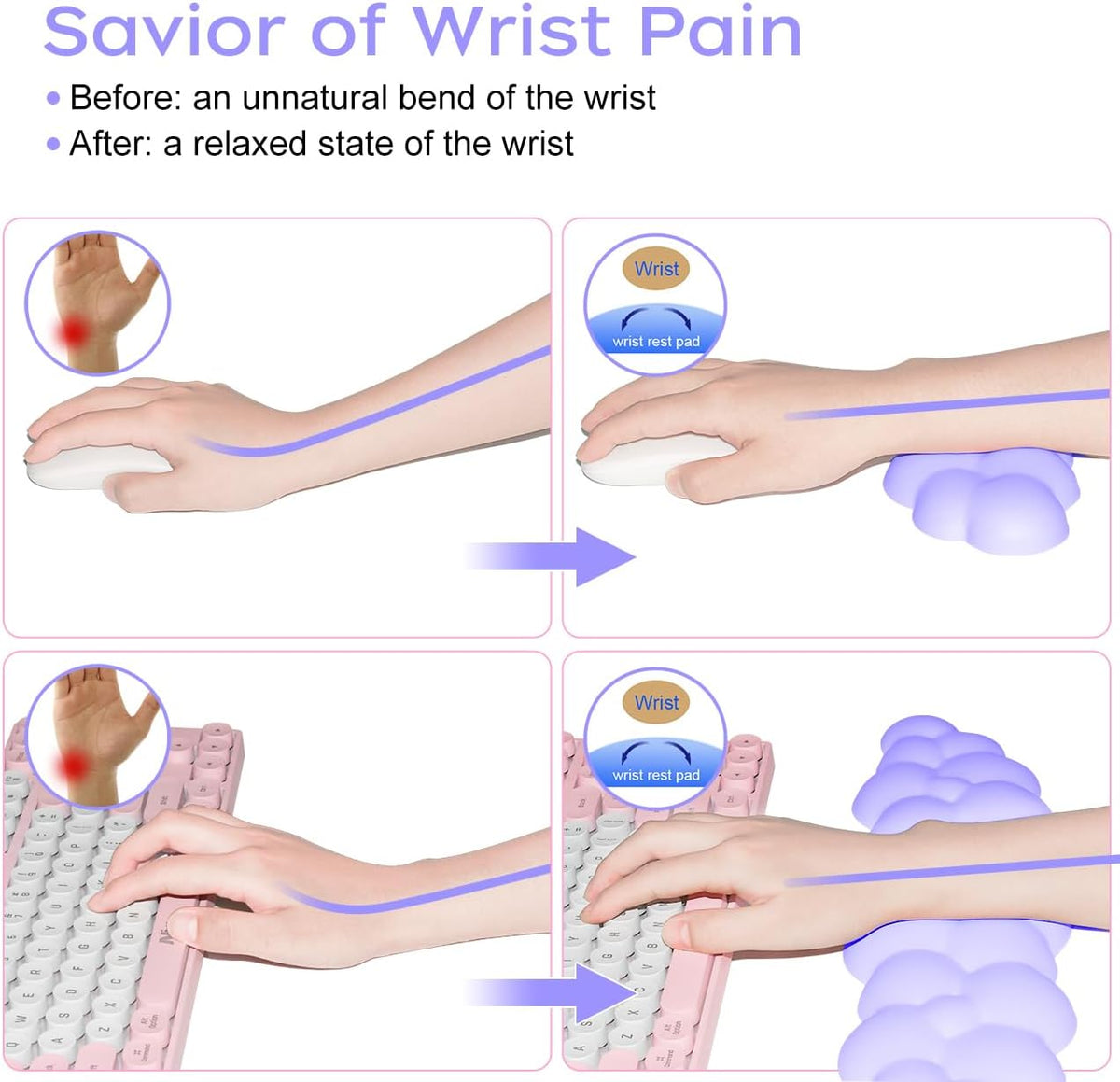 Upgrade Leather Cloud Wrist Rest for Keyboard and Mouse & Cup Pad