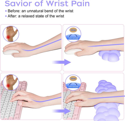 Upgrade Leather Cloud Wrist Rest for Keyboard and Mouse & Cup Pad