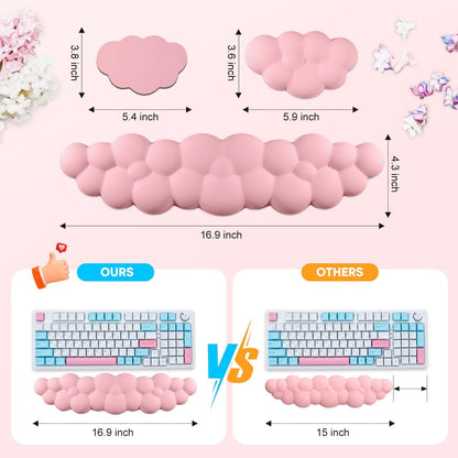 Upgrade Leather Cloud Wrist Rest for Keyboard and Mouse & Cup Pad