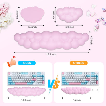 Upgrade Leather Cloud Wrist Rest for Keyboard and Mouse & Cup Pad