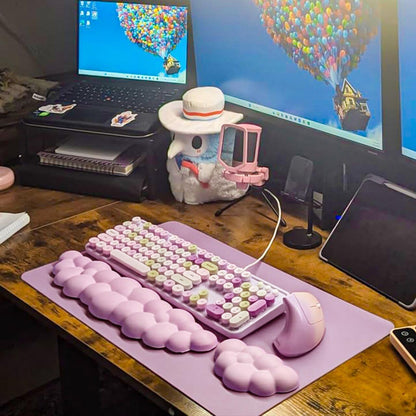 Upgrade Leather Cloud Wrist Rest for Keyboard and Mouse & Cup Pad