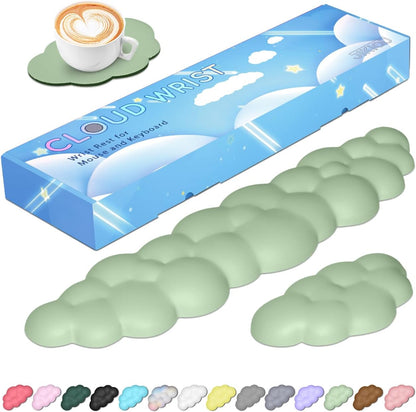 Upgrade Leather Cloud Wrist Rest for Keyboard and Mouse & Cup Pad