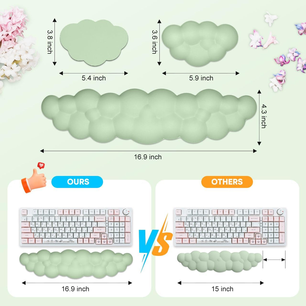 Upgrade Leather Cloud Wrist Rest for Keyboard and Mouse & Cup Pad