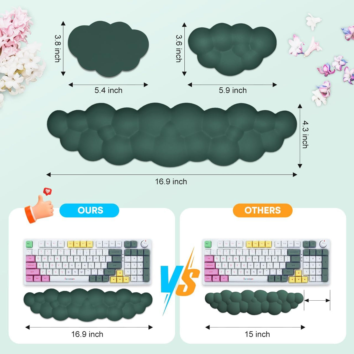 Upgrade Leather Cloud Wrist Rest for Keyboard and Mouse & Cup Pad