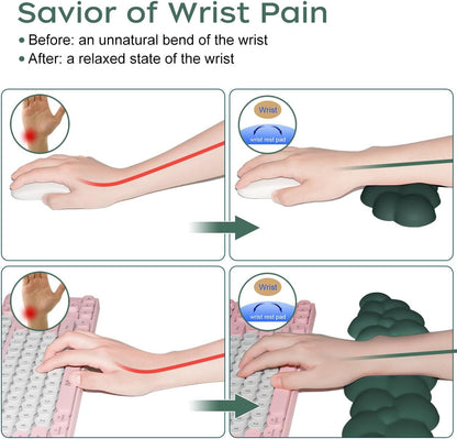 Upgrade Leather Cloud Wrist Rest for Keyboard and Mouse & Cup Pad