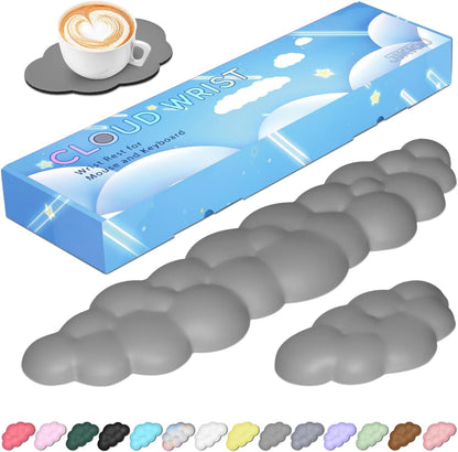 Upgrade Leather Cloud Wrist Rest for Keyboard and Mouse & Cup Pad