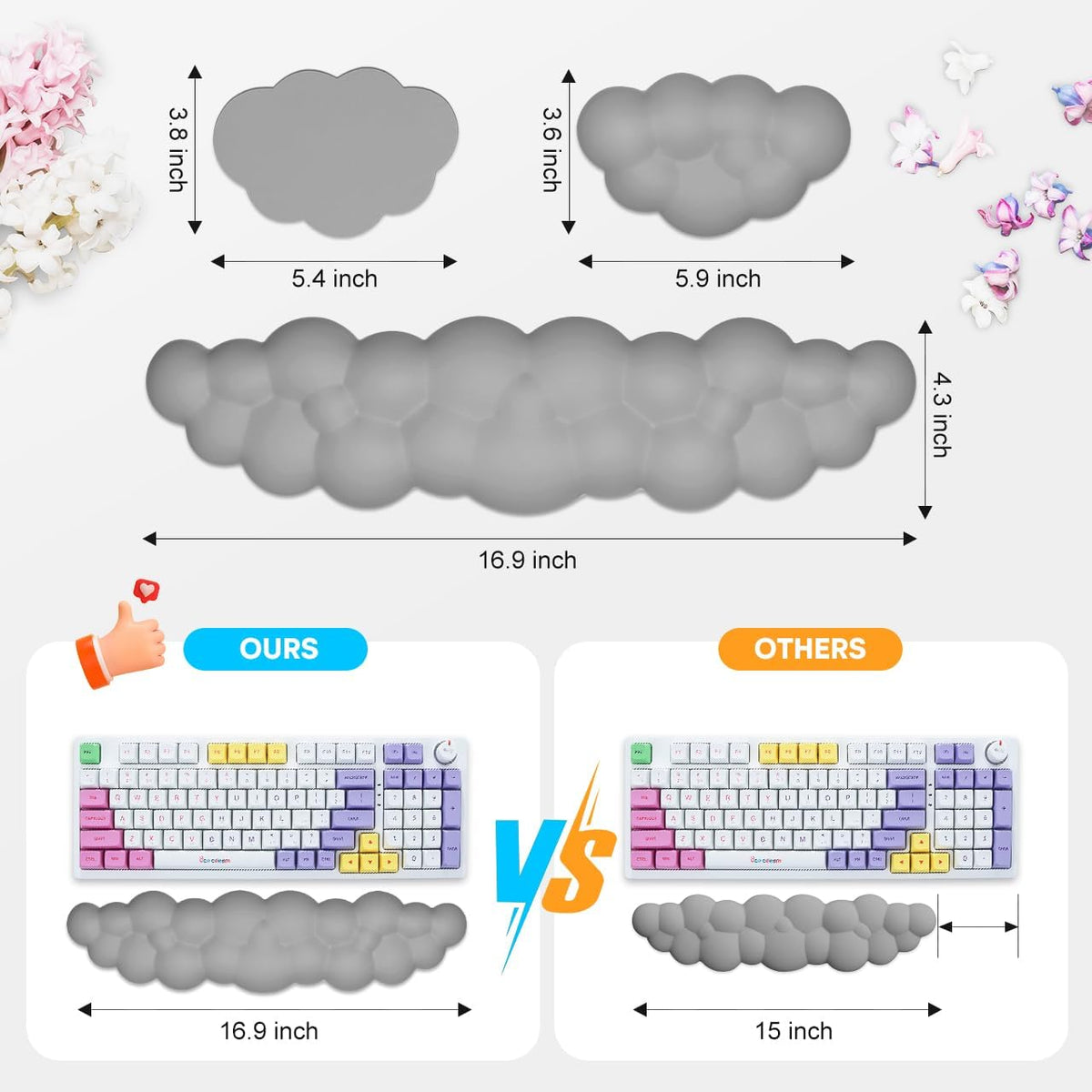 Upgrade Leather Cloud Wrist Rest for Keyboard and Mouse & Cup Pad