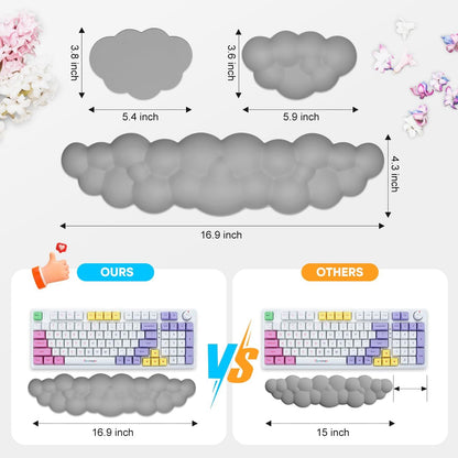 Upgrade Leather Cloud Wrist Rest for Keyboard and Mouse & Cup Pad