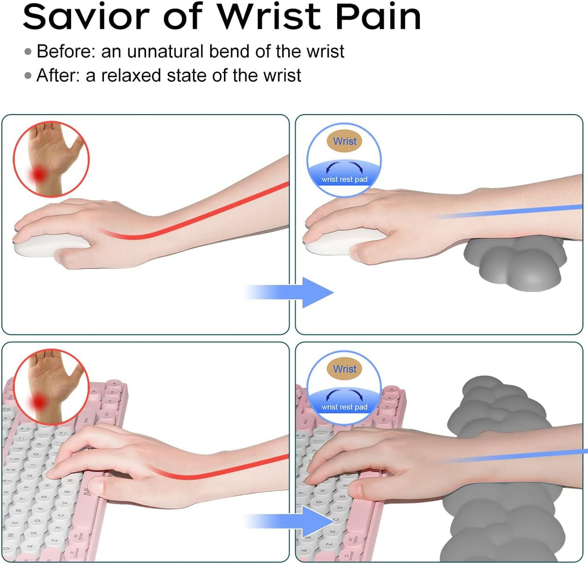 Upgrade Leather Cloud Wrist Rest for Keyboard and Mouse & Cup Pad