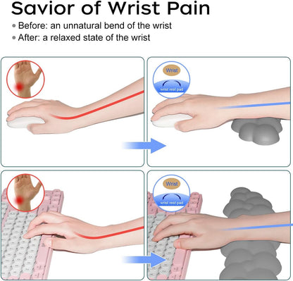 Upgrade Leather Cloud Wrist Rest for Keyboard and Mouse & Cup Pad