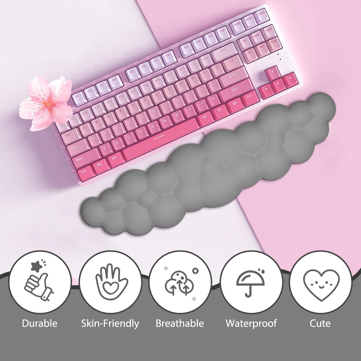 Upgrade Leather Cloud Wrist Rest for Keyboard and Mouse & Cup Pad