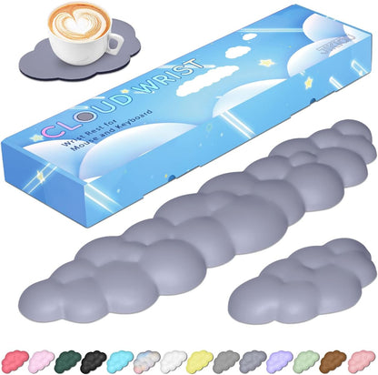 Upgrade Leather Cloud Wrist Rest for Keyboard and Mouse & Cup Pad