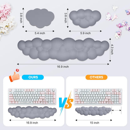 Upgrade Leather Cloud Wrist Rest for Keyboard and Mouse & Cup Pad