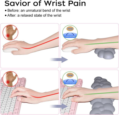 Upgrade Leather Cloud Wrist Rest for Keyboard and Mouse & Cup Pad
