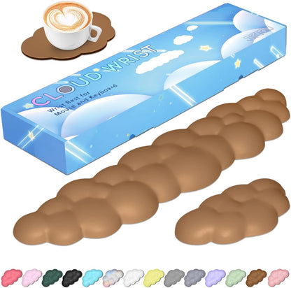 Upgrade Leather Cloud Wrist Rest for Keyboard and Mouse & Cup Pad