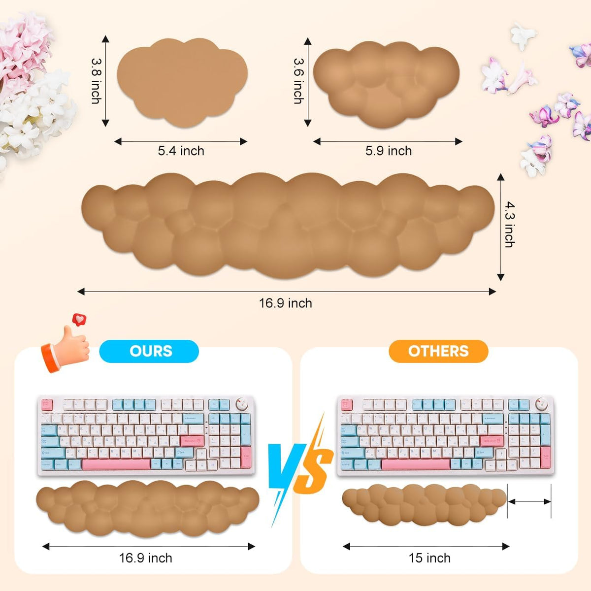 Upgrade Leather Cloud Wrist Rest for Keyboard and Mouse & Cup Pad