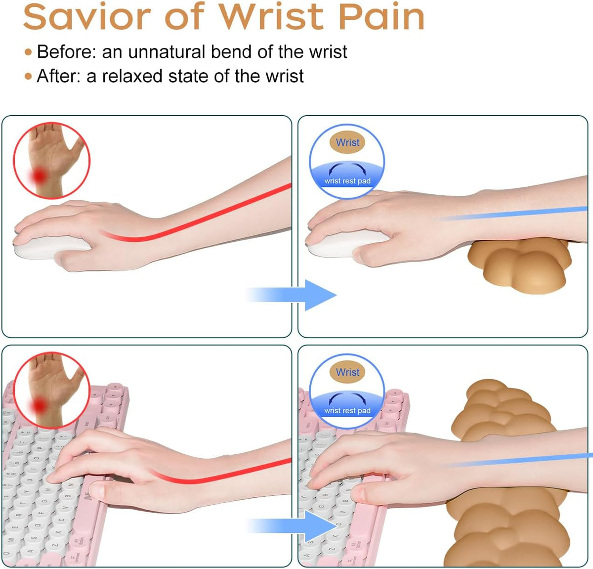 Upgrade Leather Cloud Wrist Rest for Keyboard and Mouse & Cup Pad