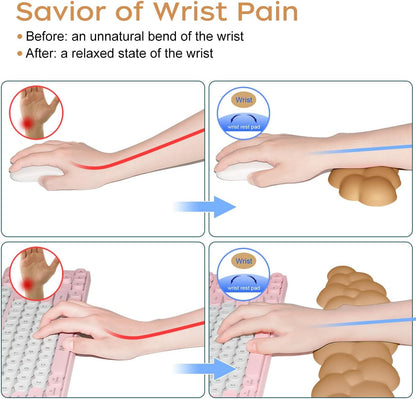 Upgrade Leather Cloud Wrist Rest for Keyboard and Mouse & Cup Pad