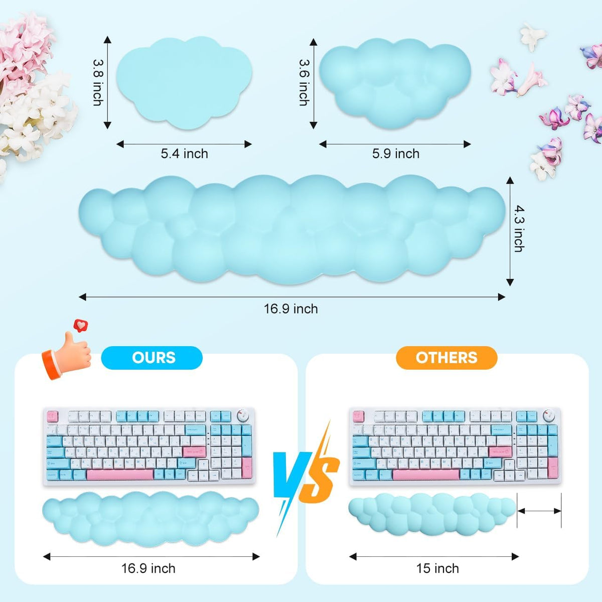 Upgrade Leather Cloud Wrist Rest for Keyboard and Mouse & Cup Pad