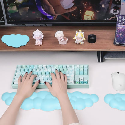 Upgrade Leather Cloud Wrist Rest for Keyboard and Mouse & Cup Pad