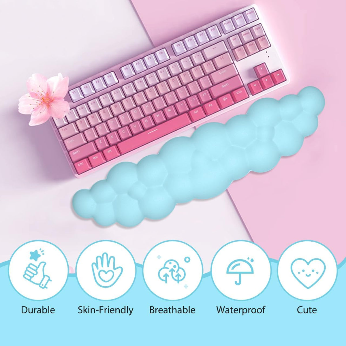 Upgrade Leather Cloud Wrist Rest for Keyboard and Mouse & Cup Pad