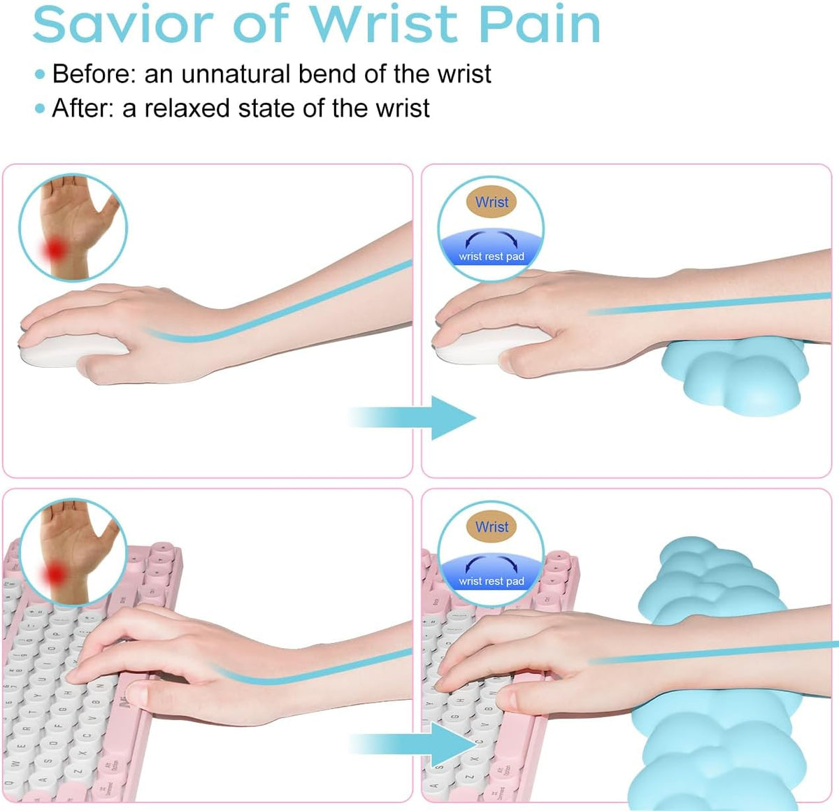 Upgrade Leather Cloud Wrist Rest for Keyboard and Mouse & Cup Pad