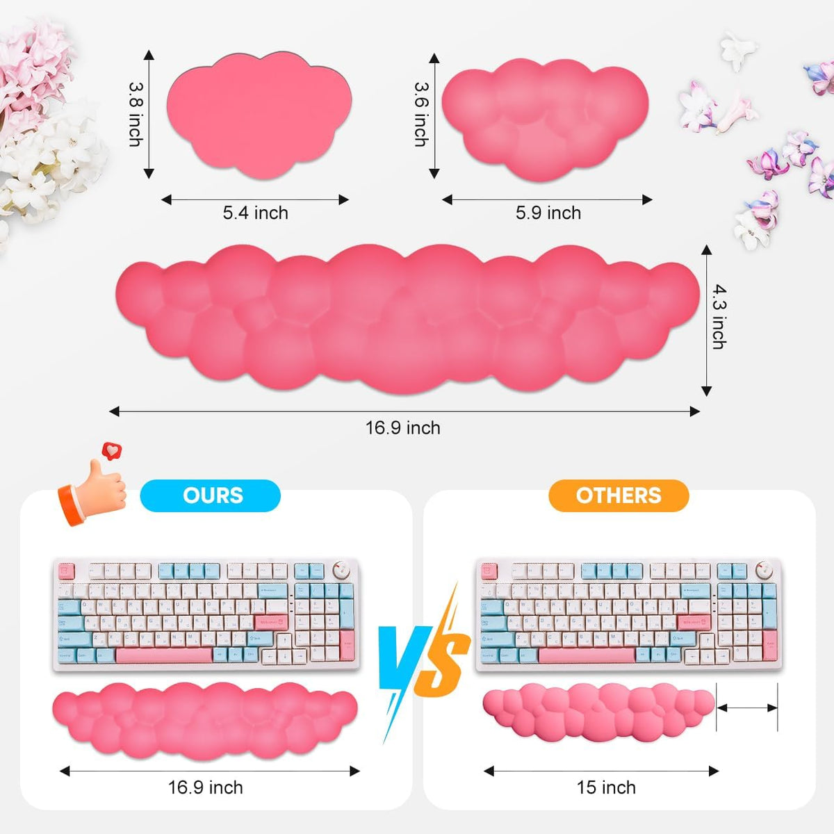 Upgrade Leather Cloud Wrist Rest for Keyboard and Mouse & Cup Pad