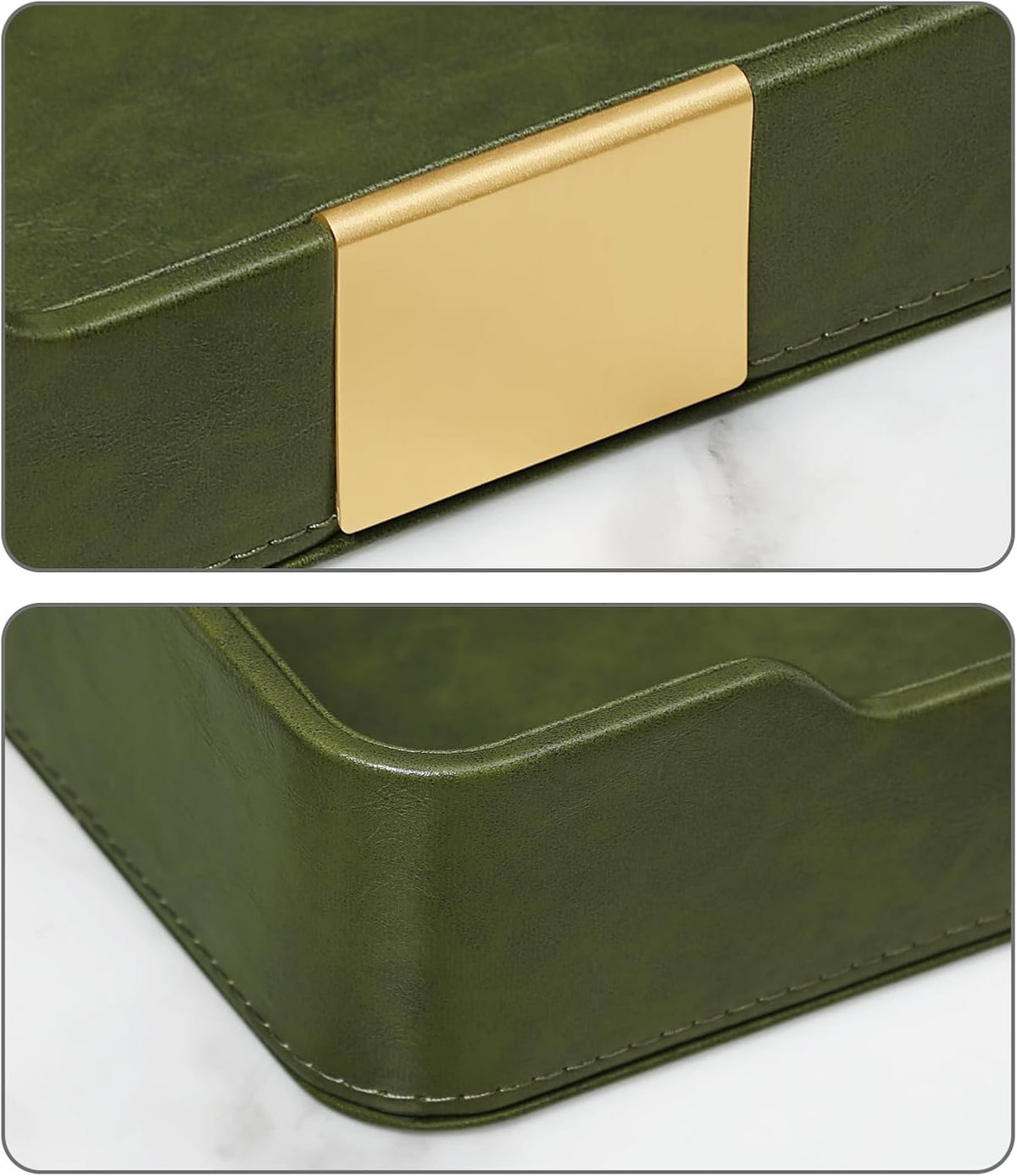 PU Leather Valet Tray, Nightstand Organizer, Catchall Tray, Green