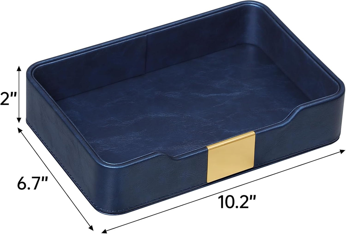 PU Leather Valet Tray, Nightstand Organizer, Catchall Tray, Green