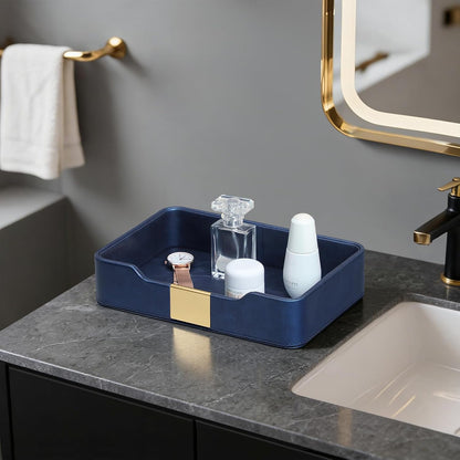 PU Leather Valet Tray, Nightstand Organizer, Catchall Tray, Green