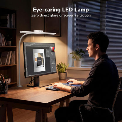 Desk Lamp with Clamp, Led Clip on Desk Lights for Home Office, White