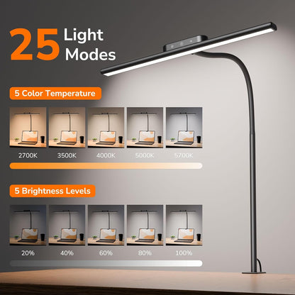Desk Lamp with Clamp, Led Clip on Desk Lights for Home Office, White