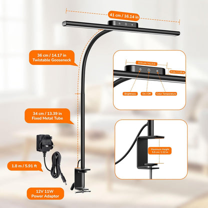Desk Lamp with Clamp, Led Clip on Desk Lights for Home Office, White