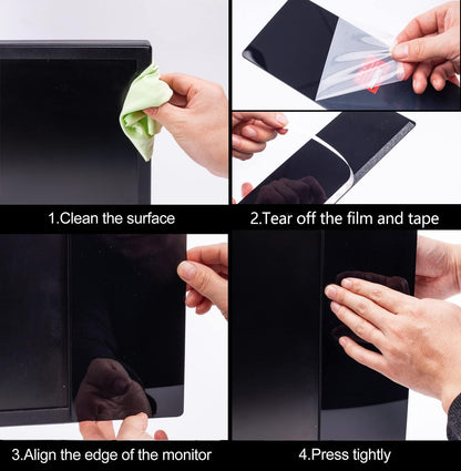 Computer Monitor Memo Board,Computer Monitor Sticky Note Holder Message Board for Monitors Screen Cabinets (2 Pack Black)