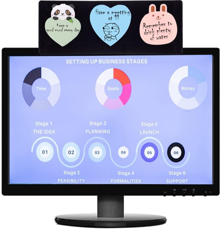 Computer Monitor Memo Board,Computer Monitor Sticky Note Holder Message Board for Monitors Screen Cabinets (2 Pack Black)