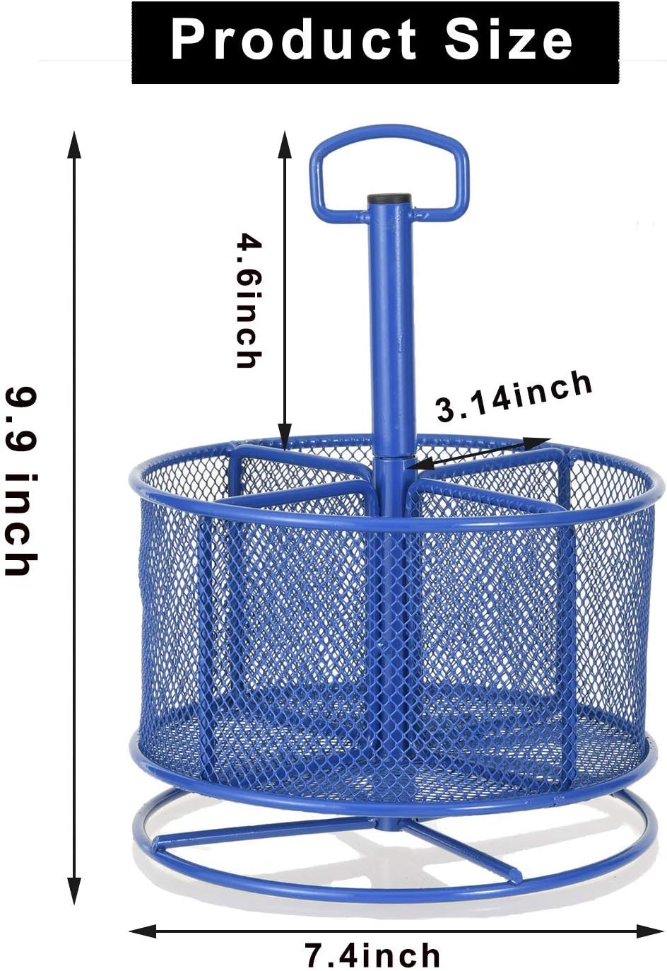 Mesh Desk Organizer, 360-Degree Rotating Multi-Functional Pen Holder, 4 Compartments Desktop Stationary Organizer, Home Office Art Supply Storage Box Caddy (Blue)