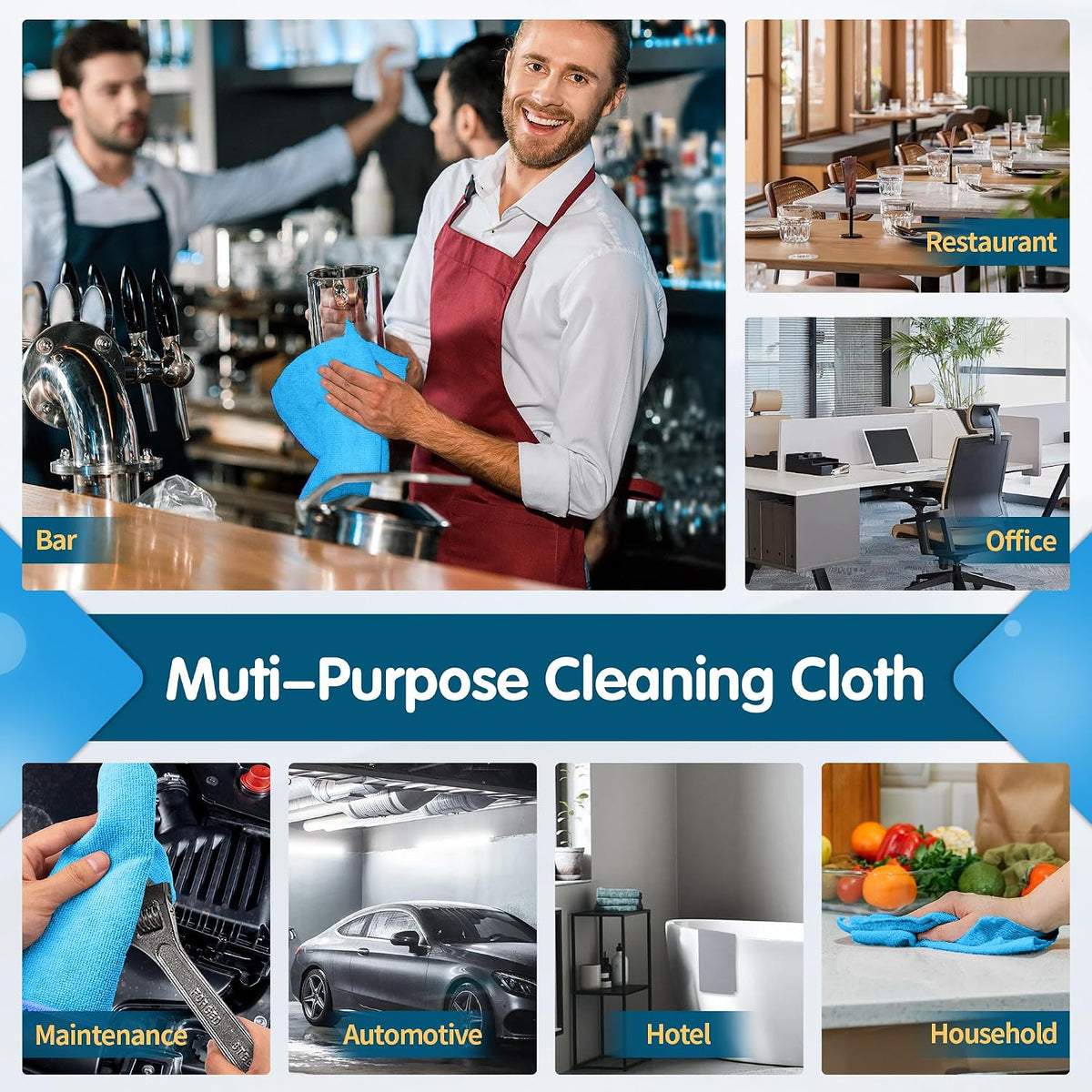 Microfiber Cleaning Cloth - Pack of 50, Microfiber Towels for Cars 16 x 12 in, Highly Absorbent Cleaning Rags, Lint-Free, Streak-Free Cleaning Cloths for Car Kitchen Home Office