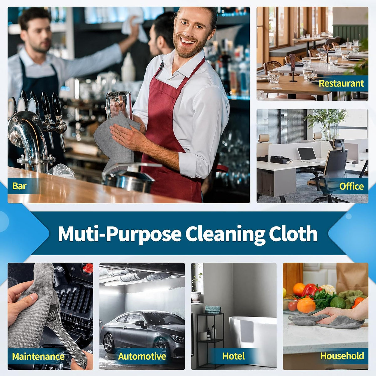 Microfiber Cleaning Cloth - Pack of 50, Microfiber Towels for Cars 16 x 12 in, Highly Absorbent Cleaning Rags, Lint-Free, Streak-Free Cleaning Cloths for Car Kitchen Home Office