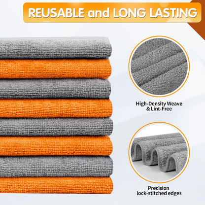 Microfiber Cleaning Cloth - Pack of 50, Microfiber Towels for Cars 16 x 12 in, Highly Absorbent Cleaning Rags, Lint-Free, Streak-Free Cleaning Cloths for Car Kitchen Home Office