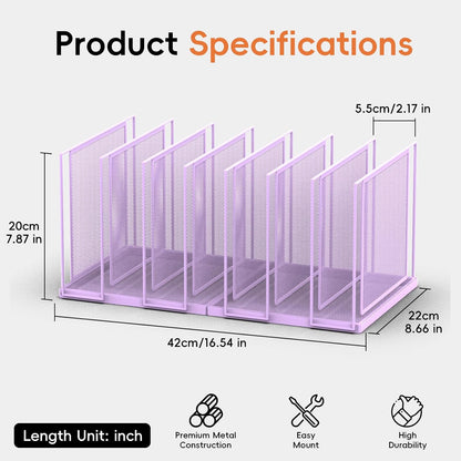 File Organizer For Desk, 7 Section Metal Desktop File Sorter, Black