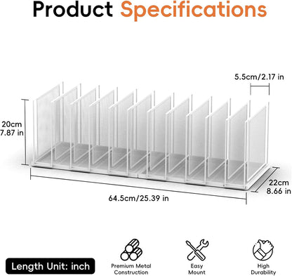 File Organizer For Desk, 7 Section Metal Desktop File Sorter, Black