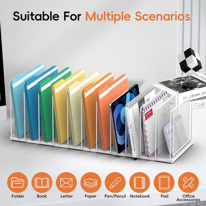 File Organizer For Desk, 7 Section Metal Desktop File Sorter, Black