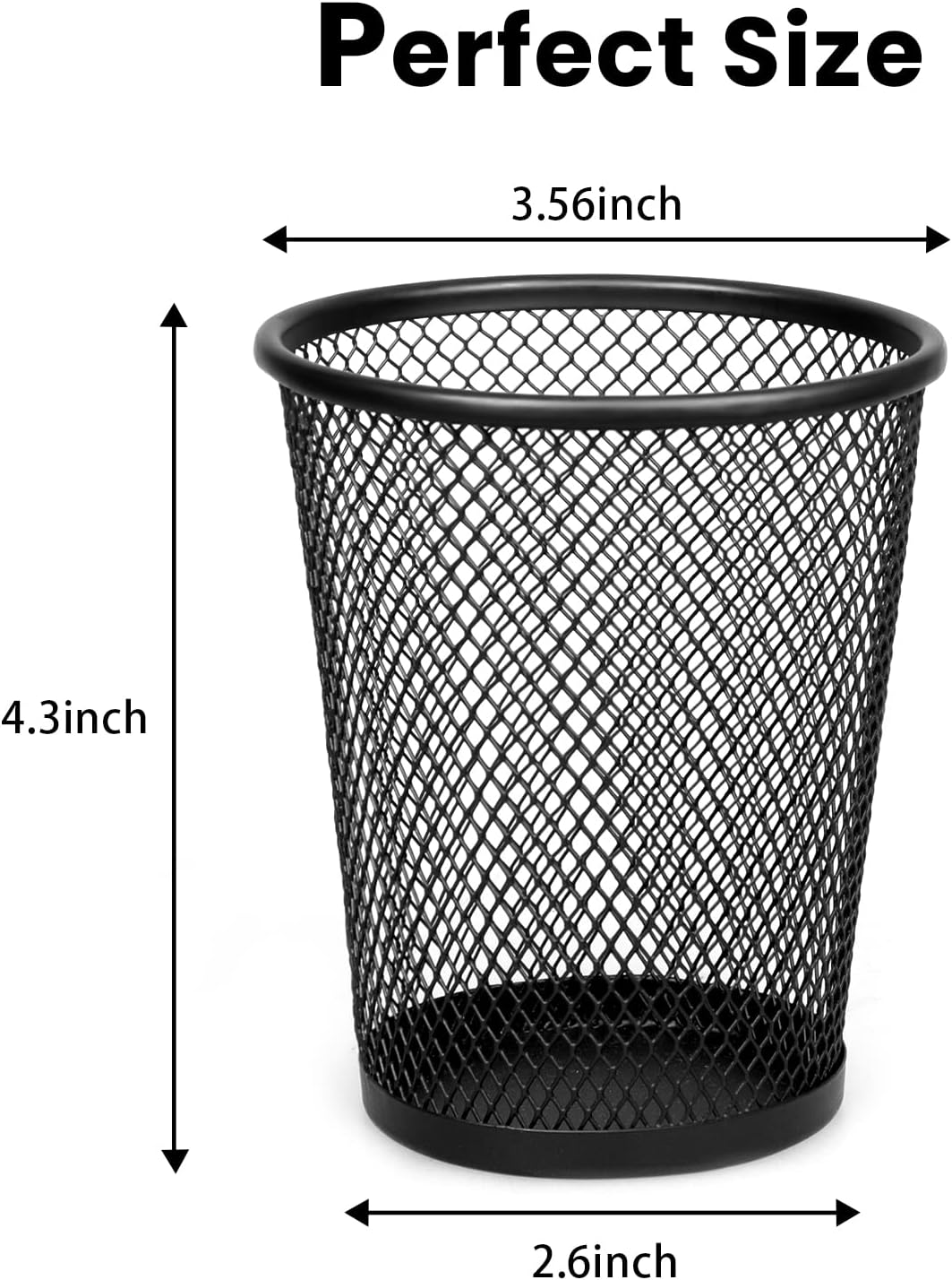 Mesh Pencil Holder for Desk 6 Pack, Metal Pen Cup Black