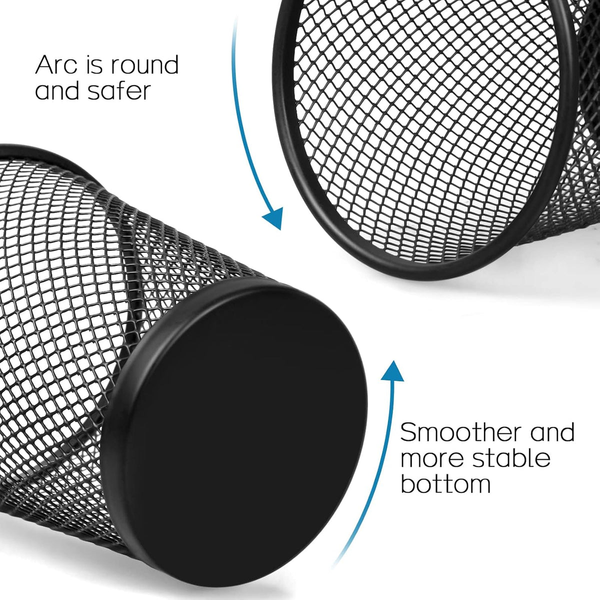 Mesh Pencil Holder for Desk 6 Pack, Metal Pen Cup Black