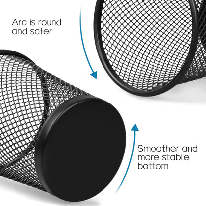 Mesh Pencil Holder for Desk 6 Pack, Metal Pen Cup Black