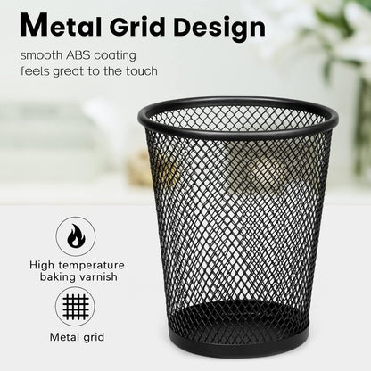 Mesh Pencil Holder for Desk 6 Pack, Metal Pen Cup Black